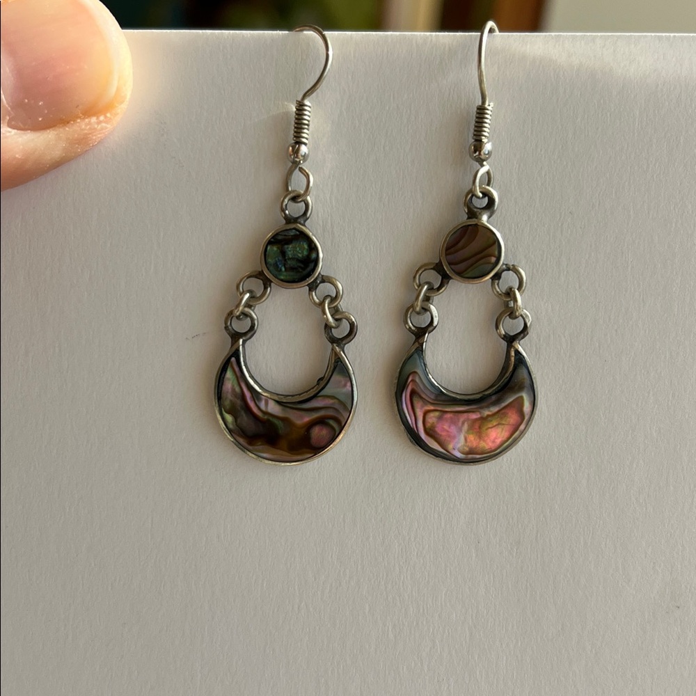 Silver and abalone earrings